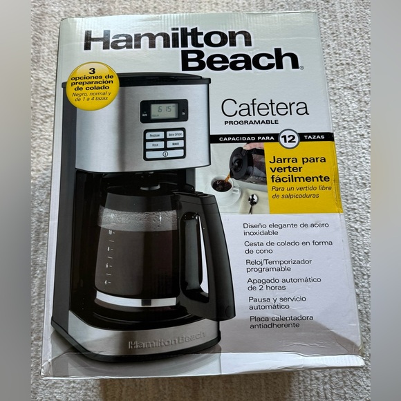 NEW IN BOX Hamilton Beach Black and Silver Coffee Maker - Picture 3 of 4